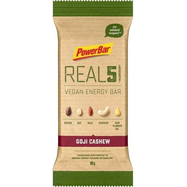 Barre Energétique PowerBar Real5 Vegan Baies De Goji/Cajou 65g 1 Barre Energétique PowerBar Real5 Vegan Baies De Goji/Cajou 65g