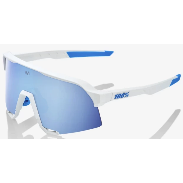 Lunettes 100% S3 Blanc Team Movistar / Verres Miroir HiPER Bleu Multicouche 1 Lunettes 100% S3 Blanc Team Movistar / Verres Miroir HiPER Bleu Multicouche