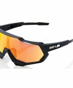 Lunettes 100% Speedtrap Noir Mat Soft Tact / Verre HiPER Rouge Multicouche