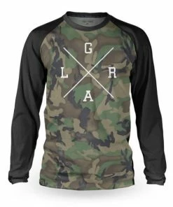 Maillot VTT Manches Longues Loose Riders Camo Raglan Vert Forêt