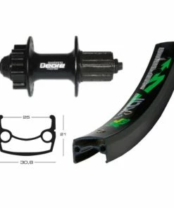 Roue Arrière VTT Exal XL 25 26" (25-559) 36T Moyeu Deore XT Disque 8/11V